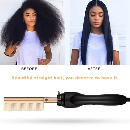 2 in 1 Portable Hot Comb Hair Straightener