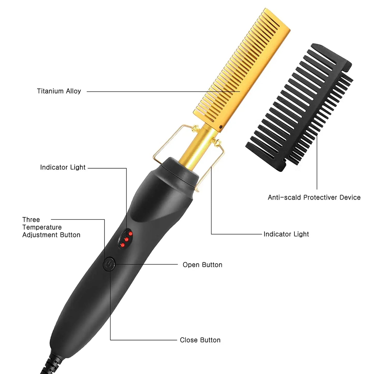 2 in 1 Portable Hot Comb Hair Straightener